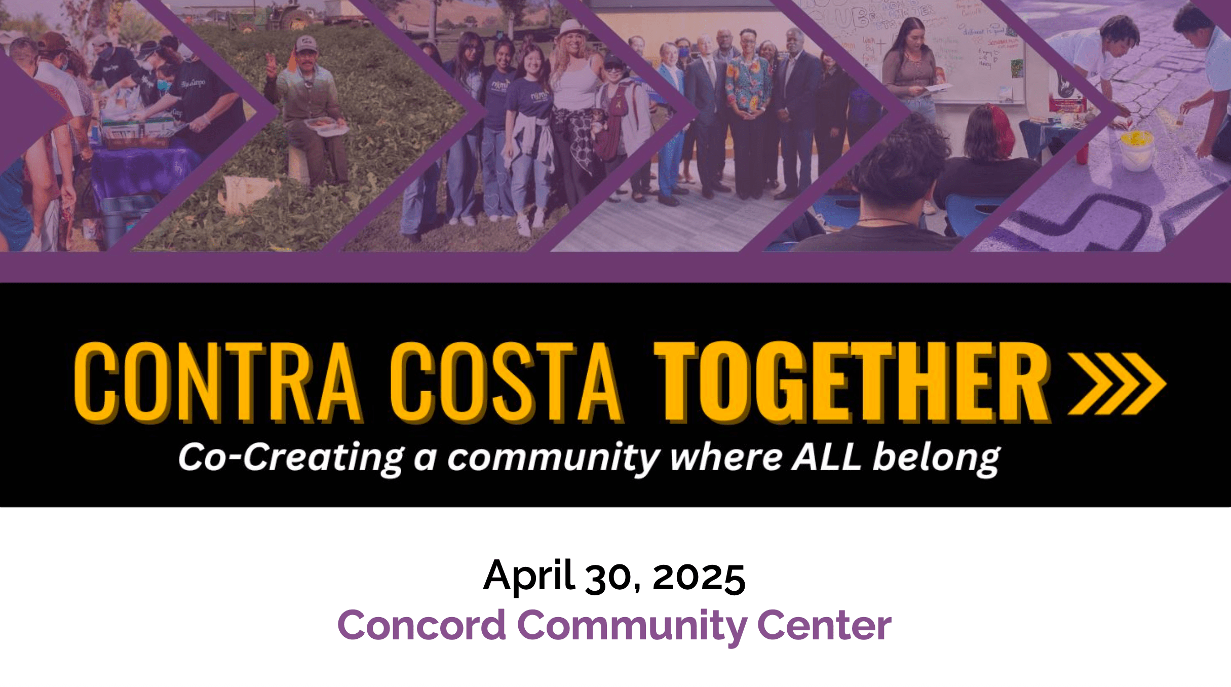 Screenshot of a slide that says Contra Costa Together April 20, 2025 Concord Community Center