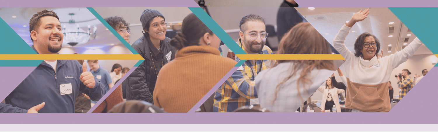 a collage of a city with arrows